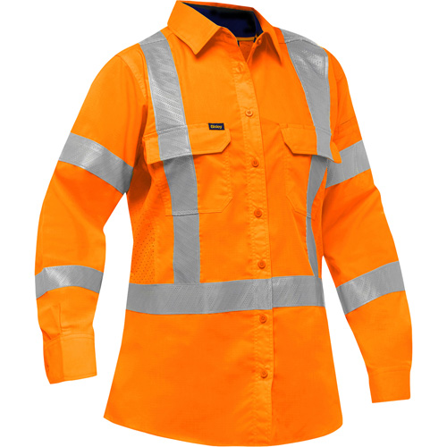 Chemise de travail &agrave; manches longues et X au dos Bisley avec X-Airflow pour femmes, Poly-coton, Petit, Orange haute visibilit&eacute; Toolneeds Inc.