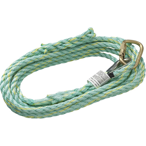 VL-1115-25 Vertical Lifeline Rope with Anchor End Carabiner & Trailing End Back Splice, Copolymer Toolneeds Inc.
