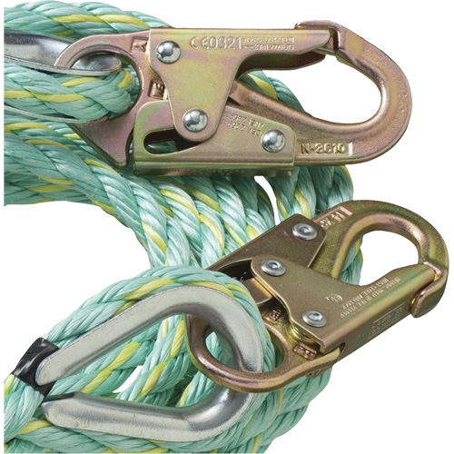 VL-1122-100 Cordage de s&eacute;curit&eacute; vertical avec crochet mousqueton d'ancrage, Copolym&egrave;re Toolneeds Inc.