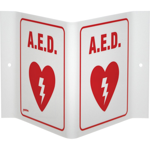 "A.E.D." V-Style Sign, 6" x 9", Acrylic, English with Pictogram Toolneeds Inc.