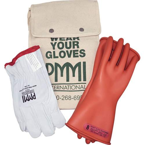 Rubber Electrical Insulating Glove Kit, ASTM Class 0, Size 8, 11" L Toolneeds Inc.
