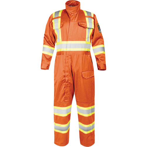 Fire-Resistant Coverall with High-Visibility Bands, Size Small, Orange Toolneeds Inc.