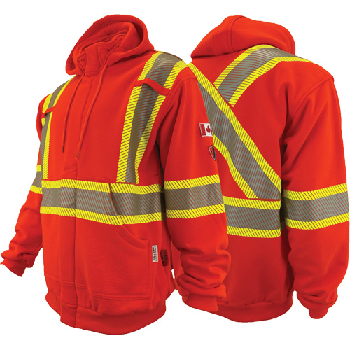 Atlas Guardian&reg; FR/AR Full-Zip Hoodies, Men's, X-Large, High Visibility Orange, 18 cal/cm² Toolneeds Inc.