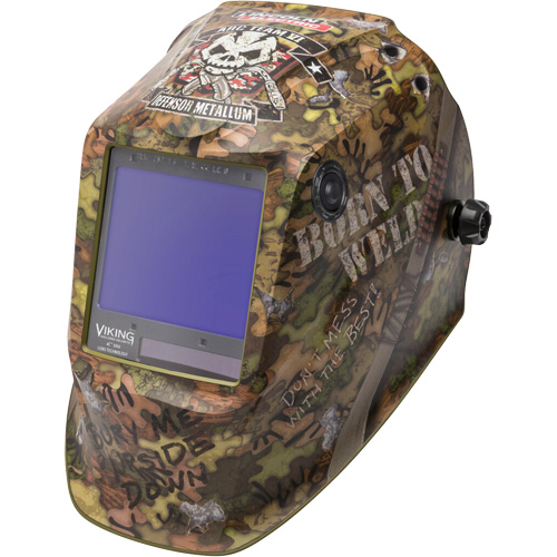VIKING 3350 Born To Weld Welding Helmet, 3.74" L x 3.34" W View Area, 5 - 13 Shade Range Toolneeds Inc.