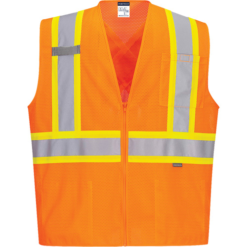 Veste de s&eacute;curit&eacute; &agrave; bandes contrastantes, Orange haute visibilit&eacute;, Petit, Polyester Toolneeds Inc.