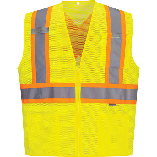 Veste de s&eacute;curit&eacute; &agrave; bandes contrastantes, Jaune lime haute visibilit&eacute;, Petit, Polyester Toolneeds Inc.