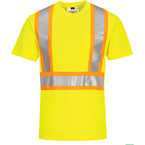 T-shirt de s&eacute;curit&eacute; &agrave; bandes contrastantes, Polyester, Petit, Jaune lime haute visibilit&eacute; Toolneeds Inc.