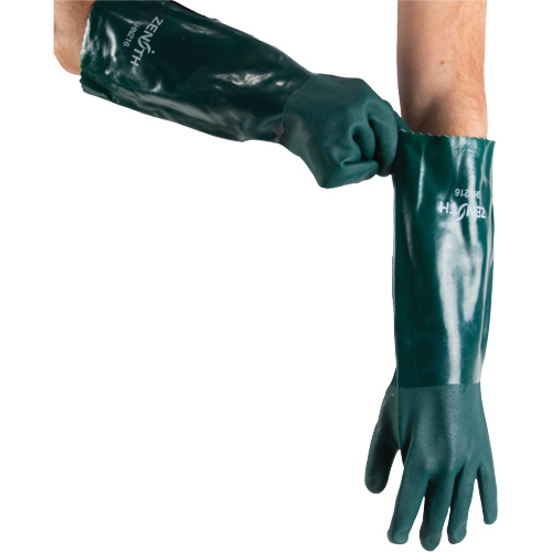 Double Dipped Green Gloves, 18" L, PVC, Cotton Jersey Inner Lining, 70-mil Toolneeds Inc.
