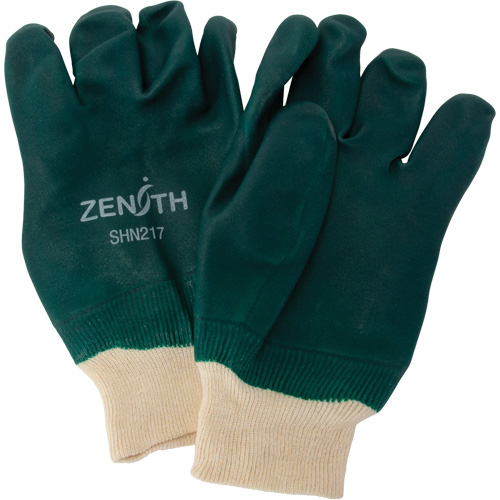 Double Dipped Green Gloves, 10" L, PVC, Cotton Jersey Inner Lining, 70-mil Toolneeds Inc.