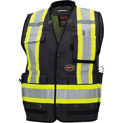 6679 High-Visibility Antimicrobial Mesh-Back Surveyor Vest, Black, Small, Polyester Toolneeds Inc.