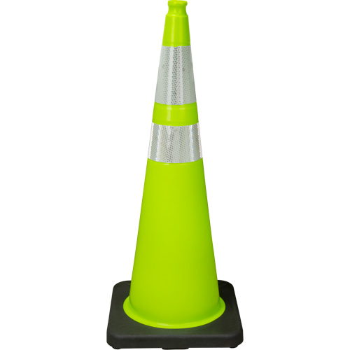 Premium Traffic Cone, 36", Lime Green, 4" & 6" Reflective Collar(s) Toolneeds Inc.
