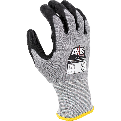Gants de travail r&eacute;sistants &agrave; la coupe, compatibles avec &eacute;crans tactiles RWG566 AXIS, Taille 2T-Grand, Calibre 18, Rev&ecirc;tement Polyur&eacute;thane, Enveloppe en Acier inoxydable/PEHP, ASTM ANSI niveau A5/EN 388 niveau E Toolneeds Inc.