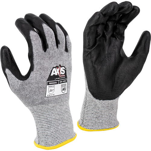 Gants de travail r&eacute;sistants &agrave; la coupe, compatibles avec &eacute;crans tactiles RWG566 AXIS, Taille 2T-Grand, Calibre 18, Rev&ecirc;tement Polyur&eacute;thane, Enveloppe en Acier inoxydable/PEHP, ASTM ANSI niveau A5/EN 388 niveau E Toolneeds Inc.