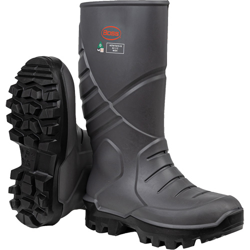 Bottes de s&eacute;curit&eacute; int&eacute;grales Boss avec semelle interm&eacute;diaire et prot&egrave;ge-m&eacute;tatarse interne, Polyur&eacute;thane thermique, Embout Acier, Semelle R&eacute;sistant aux perforations, Pointure 6 Toolneeds Inc.