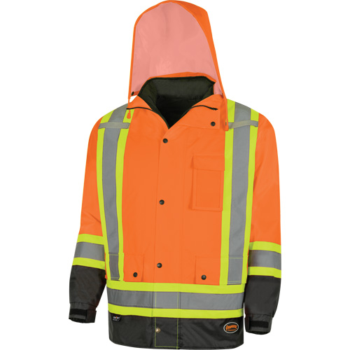 5056 Pioneer&reg; Yukon 7-in-1 Waterproof Winter Safety Parka, Polyester, Black/High Visibility Orange, X-Small Toolneeds Inc.