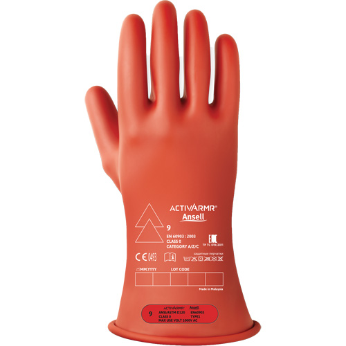 Gants &eacute;lectriques isol&eacute;s ultra l&eacute;gers ActivArmr RIG R011RUL, ASTM classe 0, Taille 8, 11" lo Toolneeds Inc.