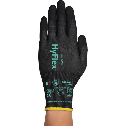 Gants r&eacute;sistants &agrave; la coupe HYFLEX 11-594, Taille 12/3T-Grand, Calibre 18, Rev&ecirc;tement Nitrile, Enveloppe en PEHP/Intercept, ASTM ANSI niveau A9/EN 388 niveau F Toolneeds Inc.
