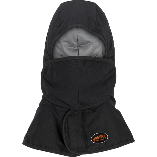 Pioneer 765A Flame-Resistant Quilted Hard Hat Liner with Long Neck & Detachable Mouthpiece, Black/Grey, Cotton/FR-Tech&reg;/Modacrylic/Nylon Toolneeds Inc.