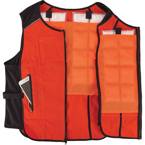 Veste de refroidissement &agrave; changement de phase l&eacute;g&egrave;re avec sachets de recharge Chill-Its 6260, Grand/T-Grand, Orange Toolneeds Inc.