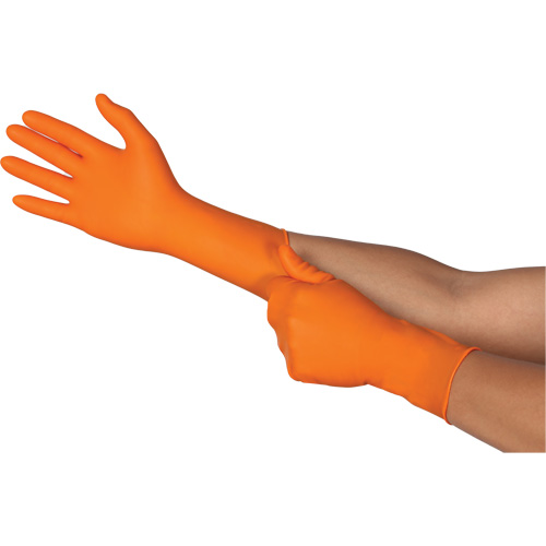 TOUCHNTUFF 93-800 Disposable Gloves, 7.5/8, Latex/Neoprene/Nitrile, 23.6-mil, Powder-Free, Orange Toolneeds Inc.
