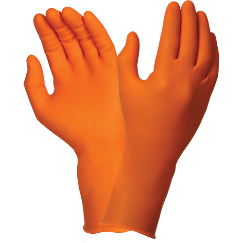 TOUCHNTUFF 93-800 Disposable Gloves, 7.5/8, Latex/Neoprene/Nitrile, 23.6-mil, Powder-Free, Orange Toolneeds Inc.