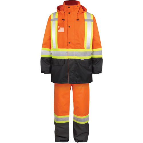 Ensemble de pluie haute visibilit&eacute; en tissu 150 deniers, Polyester, 3T-Grand, Orange haute visibilit&eacute; Toolneeds Inc.