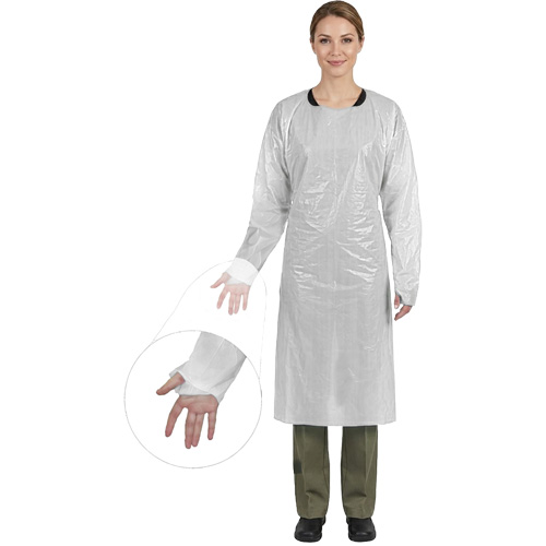 CoverMe Gown with Thumbholes, One Size, White, Polyethylene Toolneeds Inc.
