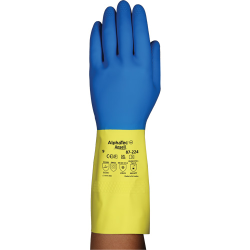 Gants r&eacute;sistants aux produits chimiques AlphaTec 87-224, Taille 7, 12,8" lo, N&eacute;opr&egrave;ne/Latex de caoutchouc, Doublure en Coton/Ouat&eacute;e, 26,8 mils Toolneeds Inc.
