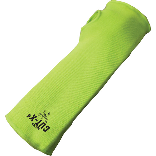 Manchette r&eacute;sistante &agrave; la coupe avec ouverture pour le pouce Cut-X, Fibre de verre/Poly&eacute;thyl&egrave;ne, 14", ASTM ANSI niveau A4, Lime haute visibilit&eacute; Toolneeds Inc.
