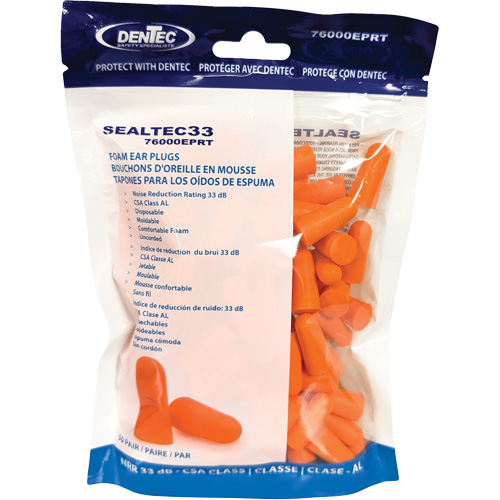 SEALTEC33 Orange Disposable Foam Earplugs, Bulk - Polybag Toolneeds Inc.