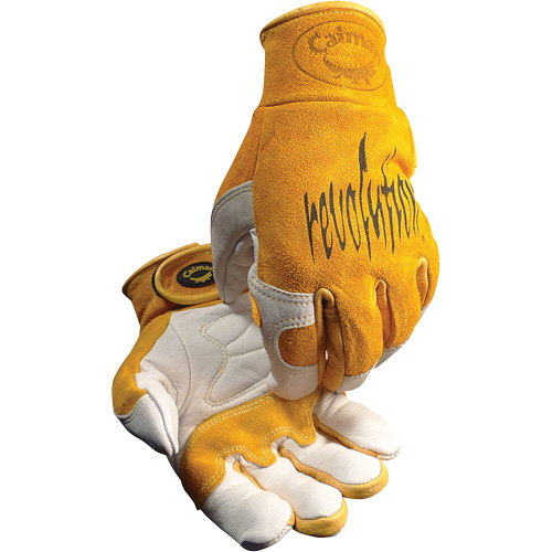 Gants de soudeur TIG/MIG de premi&egrave;re qualit&eacute; Caiman avec fermeture &agrave; boucles & crochets, Cuir de vache refendu, Taille T-Grand Toolneeds Inc.