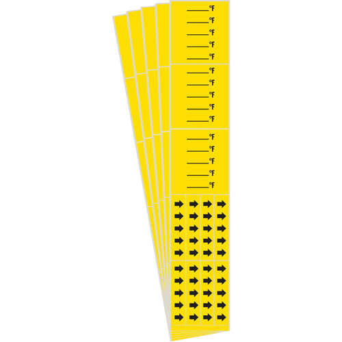 Marqueurs de tuyau avec espace vierge suivi du symbole °F , Autocollant, 2-1/4" h x 14" la, Noir sur jaune Toolneeds Inc.