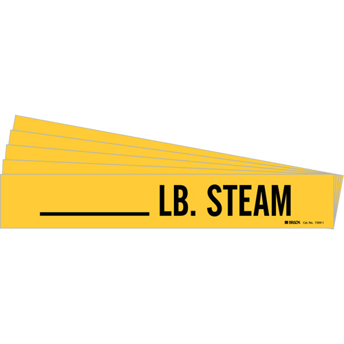 "LB. Steam" Pipe Markers, Self-Adhesive, 2-1/4" H x 2-3/4" W, Black on Yellow Toolneeds Inc.