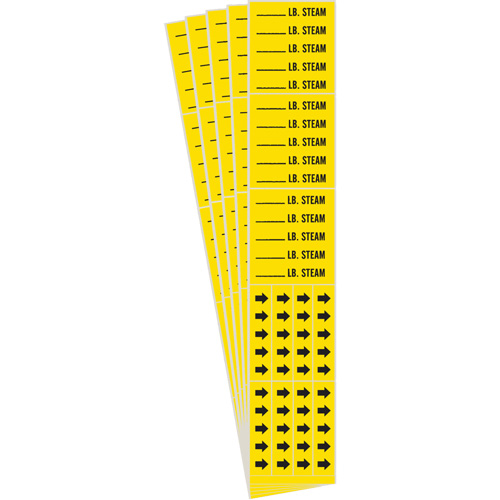 Marqueur de tuyau avec espace vierge suivi de LB. Steam, Autocollant, 2-1/4" h x 2-3/4" la, Noir sur jaune Toolneeds Inc.