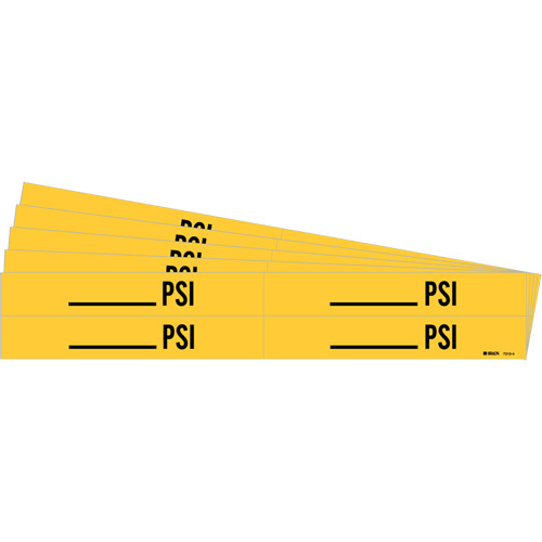 "Blank PSI" Pipe Markers, Self-Adhesive, 1-1/8" H x 7" W, Black on Yellow Toolneeds Inc.
