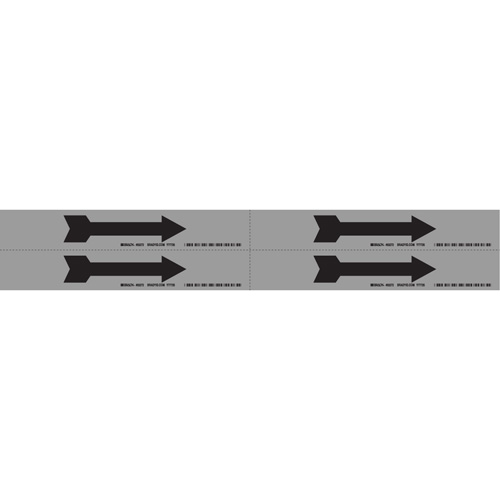 Arrow Pipe Marker, Self-Adhesive, 1-1/8" H x 7" W, Black on Aluminum Toolneeds Inc.