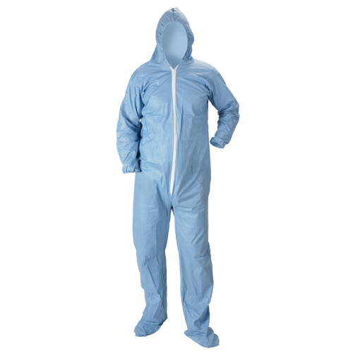 Pyrolon&reg; Plus 2 FR Hooded Coveralls With Boots, Small, Blue, FR Treated Fabric Toolneeds Inc.