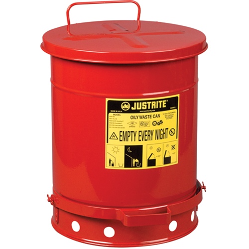 Oily Waste Cans, FM Approved/UL Listed, 10 US gal., Red Toolneeds Inc.
