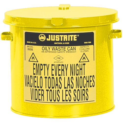 Contenants pour d&eacute;chets huileux, Homologu&eacute; FM/List&eacute; UL, 2 gal. US, Jaune Toolneeds Inc.