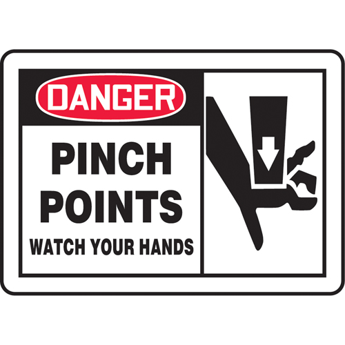 Enseigne  Pinch Points , 7" x 10", Plastique, Anglais avec pictogramme Toolneeds Inc.