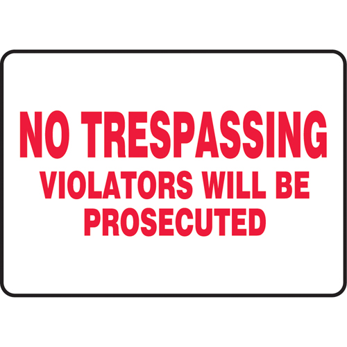 Enseigne  No Trespassing , 7" x 10", Vinyle, Anglais Toolneeds Inc.