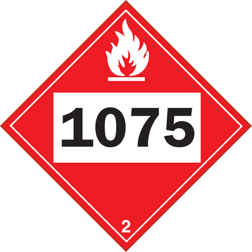 Plaque-&eacute;tiquette TMD 1075 pour gaz inflammable oxyg&egrave;ne liqu&eacute;fi&eacute;, Plastique Toolneeds Inc.