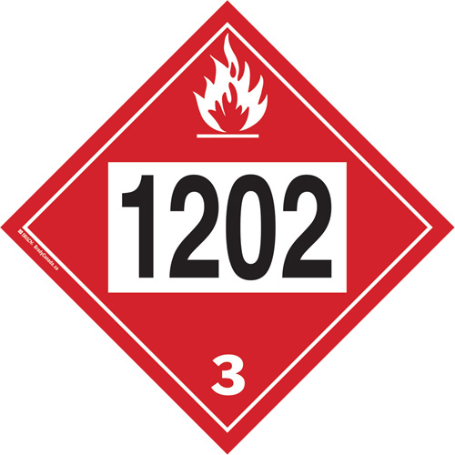 Plaque-&eacute;tiquette TMD 1202 pour liquide inflammable huile combustible, Plastique Toolneeds Inc.