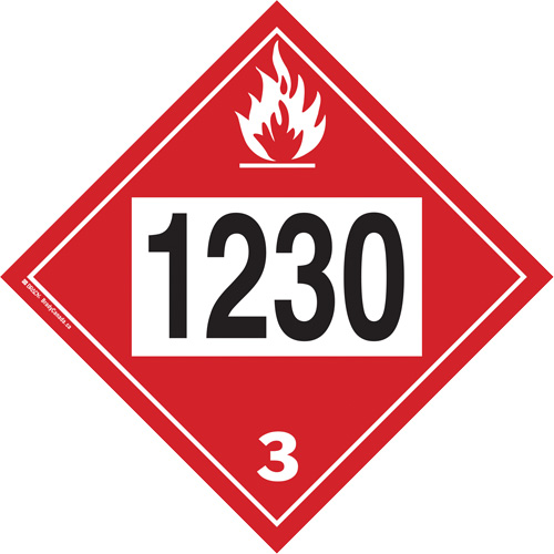 Plaque-&eacute;tiquette TMD 1230 pour m&eacute;thanol, Plastique Toolneeds Inc.