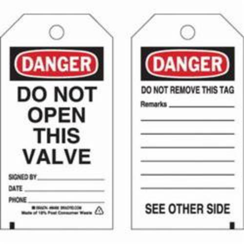 Self-Laminating Safety Tags, Polyester, 3" W x 5-3/4" H, English Toolneeds Inc.