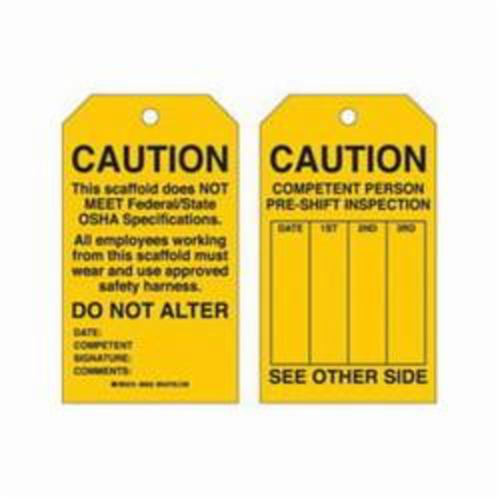Scaffold Safety Tags, Polyester, 4" W x 7" H, English Toolneeds Inc.