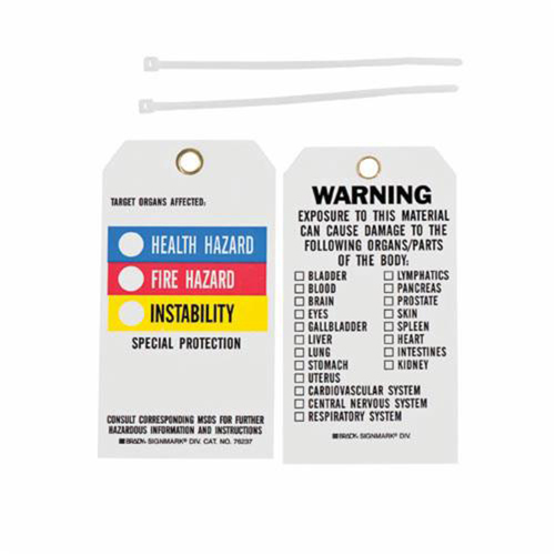 Right-To-Know Tags, Polyester, 3" W x 5-3/4" H, English Toolneeds Inc.