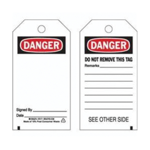 Accident Prevention Tags, Polyester, 3" W x 5-3/4" H, English Toolneeds Inc.