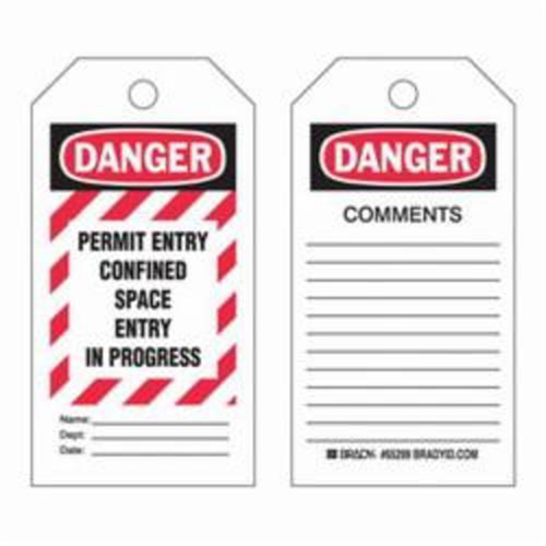 "Confined Space" Tags, Polyester, 3" W x 5-3/4" H, English Toolneeds Inc.