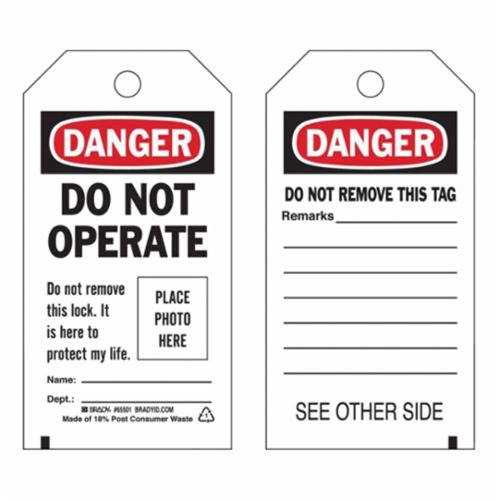 Self-Laminating "Do Not Operate" Tags, Polyester, 3" W x 5-3/4" H, English Toolneeds Inc.